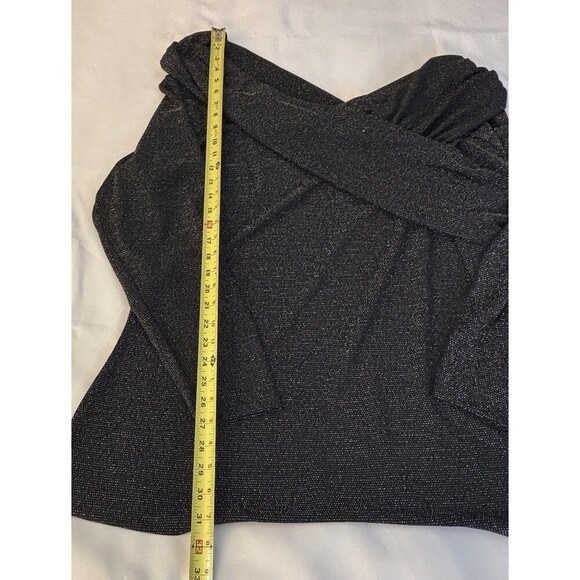 LANE BRYANT Off the Shoulder Illusion Top Black Sparkle 22/24 Long Sleeve Party - Picture 15 of 15